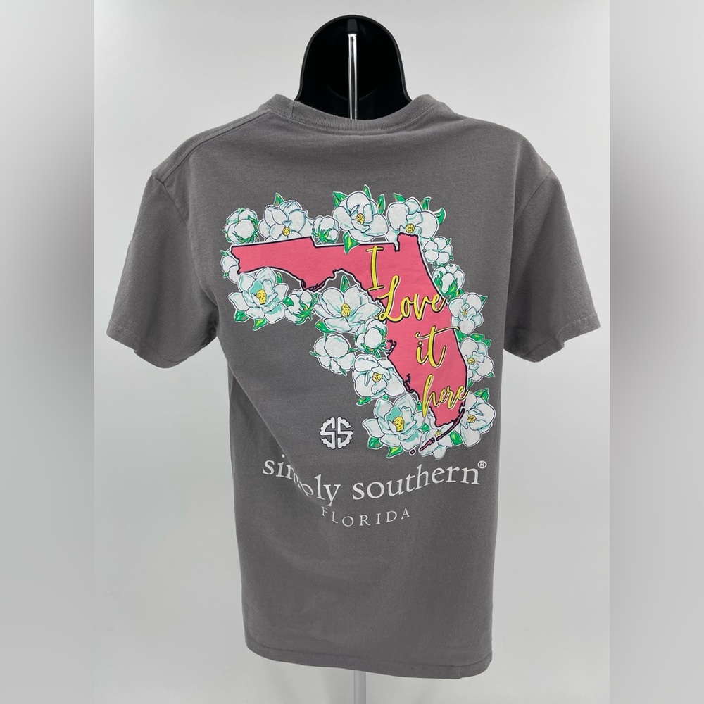 Simply Southern “I‎ Love it Here” Florida Grey Tee T-Shirt Women’s Size Small S